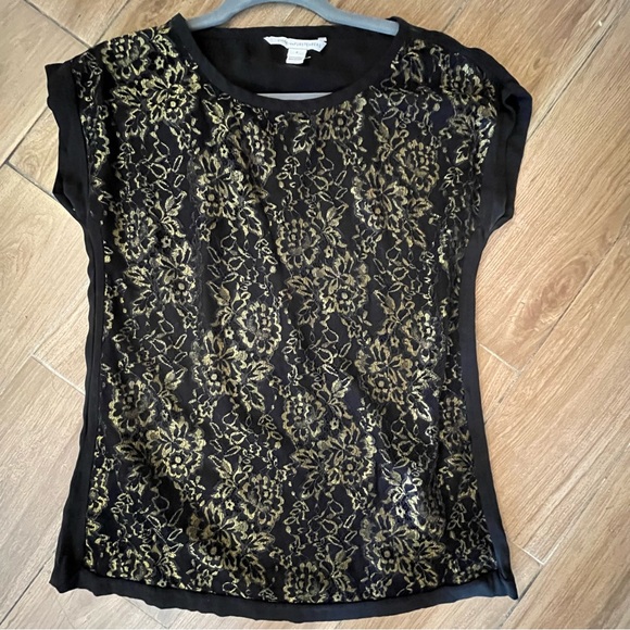 DVF Metallic Floral Silk Lace Cordelia Top - Picture 2 of 5